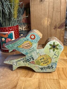 Kelly Rae Robert’s Wood Wall Art Bird ‘Remember Your Roots Trust Your Wings’